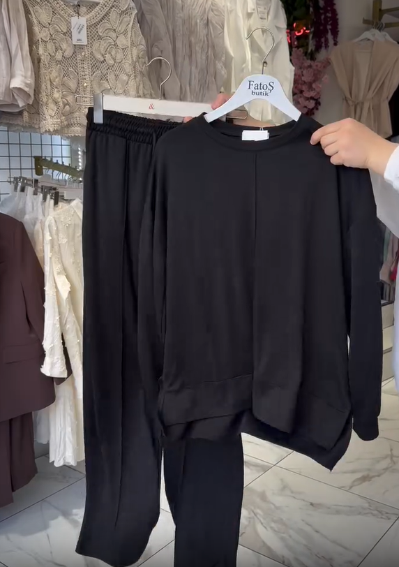 Komplet damskich spodni bawełnianych z długim rękawem i okrągłym dekoltem