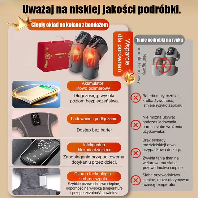 Elektryczny masażer do kolan z funkcją podgrzewania.