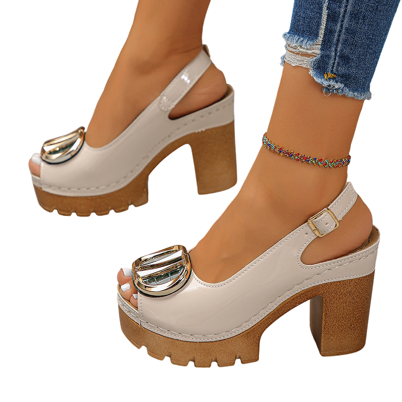 👡✨Eleganckie sandały z odkrytymi palcami i obcasem z klamrą – stylowe, wygodne i idealne na każdą okazję 🌸