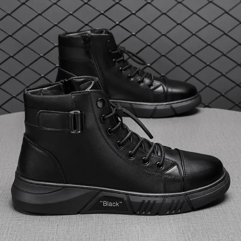 Męskie skórzane buty ortopedyczne typu chukka z podszewką z polaru