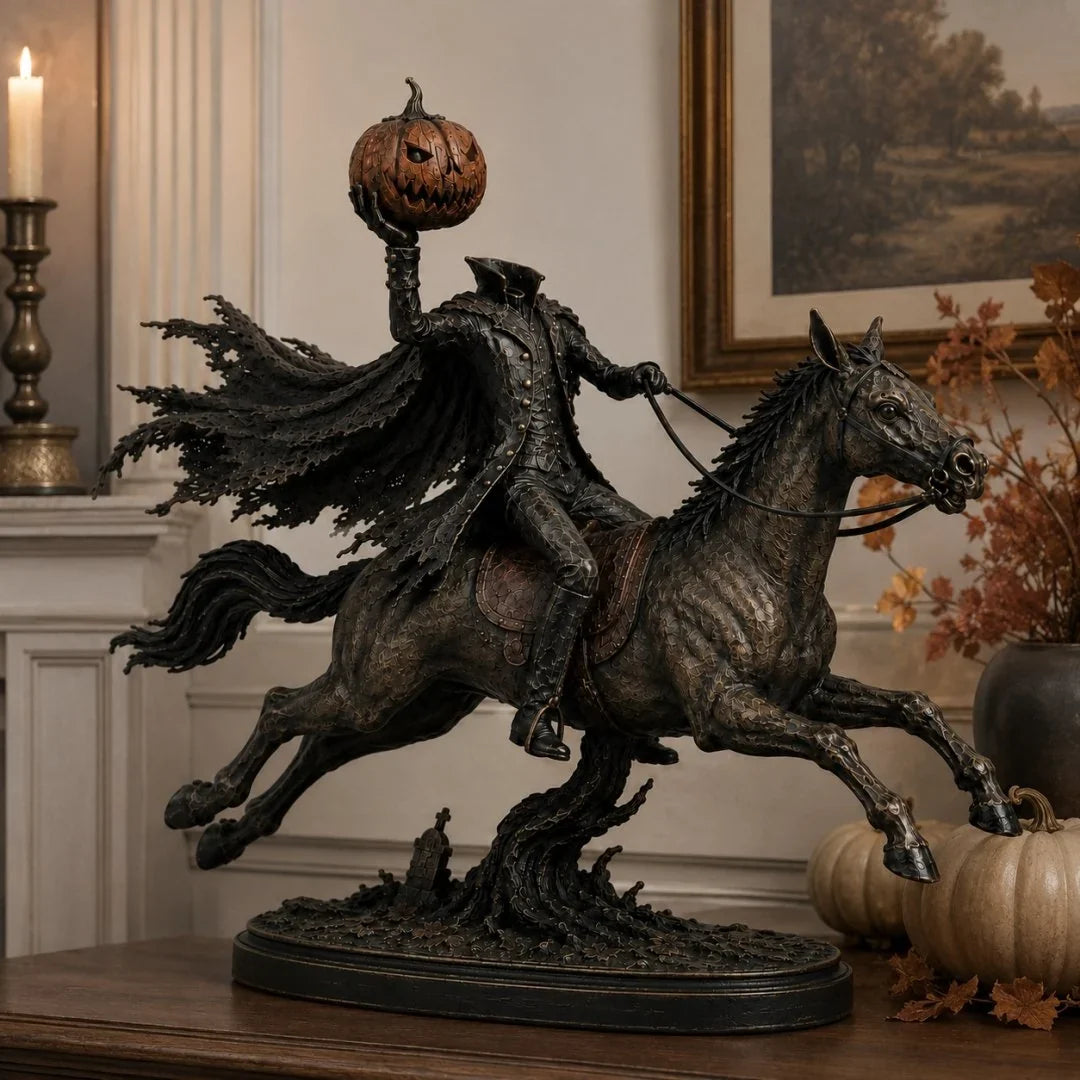 Figurka LED Jeźdźca Bez Głowy Midnight Chase – dekoracja na Halloween