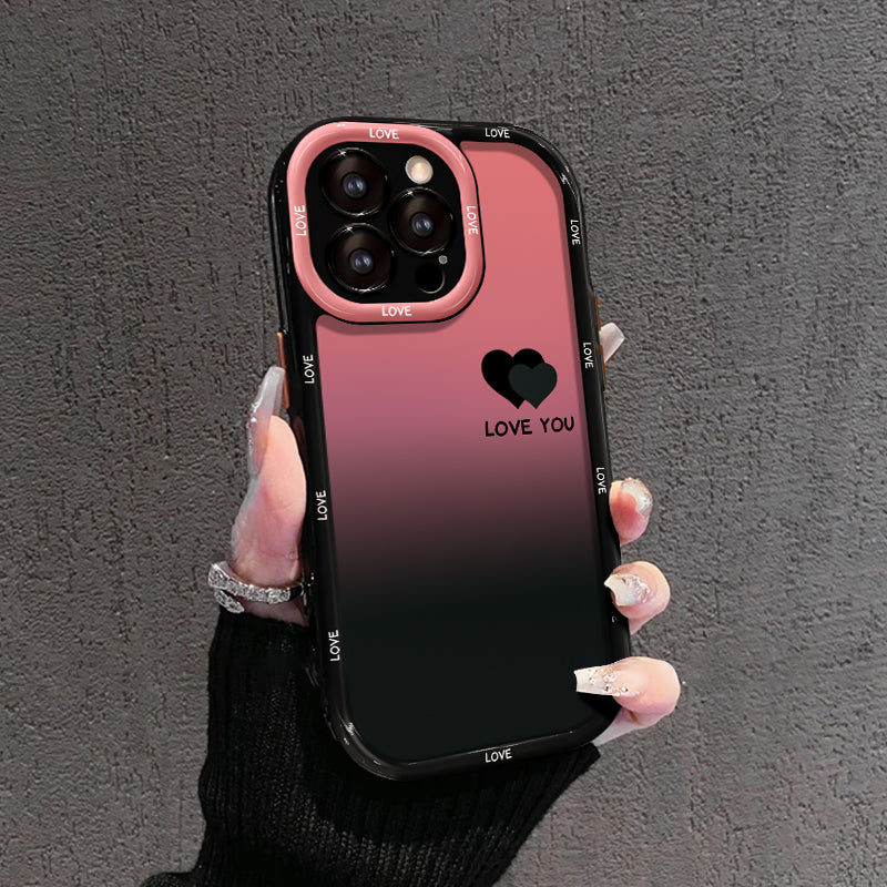 Matowe etui na iPhone'a z gradientem – KOCHAM CIĘ I SZCZĘŚCIE Smiley Designs
