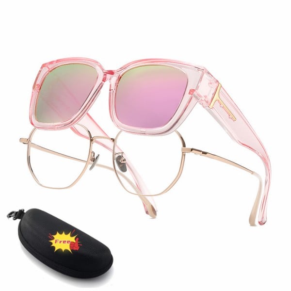 🕶️ Okulary przeciwsłoneczne z polaryzacją dla kobiet – oprawka w kwiaty z ochroną UV400, do noszenia na okularach korekcyjnych