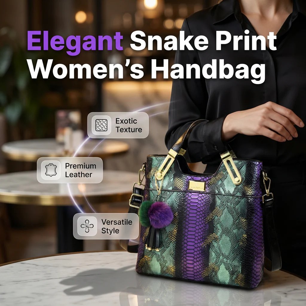 🏆OSTATNI DZIEŃ WYPRZEDAŻY - 50% TANIEJ🔥Elegancka torba typu tote z ekoskóry wężowej