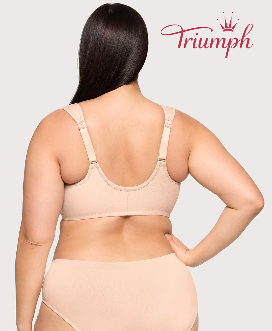Triumph - (3 sztuki) Biustonosz bawełniany z haftowaną koronką, zapięcie z przodu