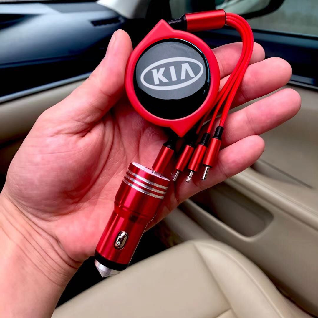 3 w 1 zwijany kabel do transmisji danych w samochodzie + bezpłatna ładowarka samochodowa