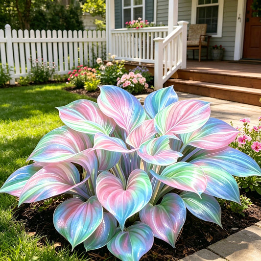 💎 Rzadka, wielokolorowa, opalowa hosta 🌿 Oszałamiające liście, które błyszczą przez cały sezon