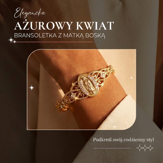 📿🌸 Elegancka bransoletka z ażurowym wizerunkiem Matki Boskiej – mistrzowska rzeźba – płatność przy odbiorze ✨✅