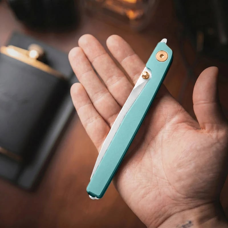 🔥Ostatni dzień wyprzedaży - 50% zniżki🎉Nóż Lanky Liner Lock Front Flipper z czarną aluminiową rękojeścią