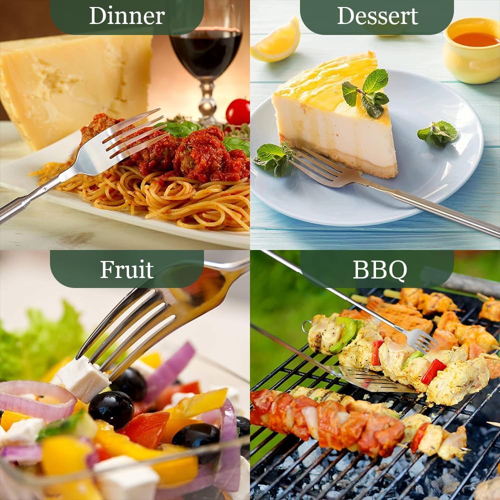 💥🔥 Teleskopowy widelec i łyżka ze stali nierdzewnej