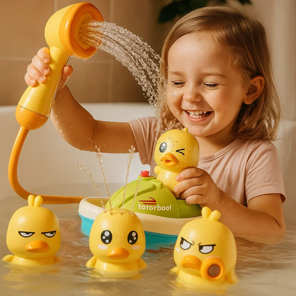 🦆 Elektryczna zabawka wodna z łódką w kształcie kaczki – pluskanie wodą i interaktywna zabawa! 💦