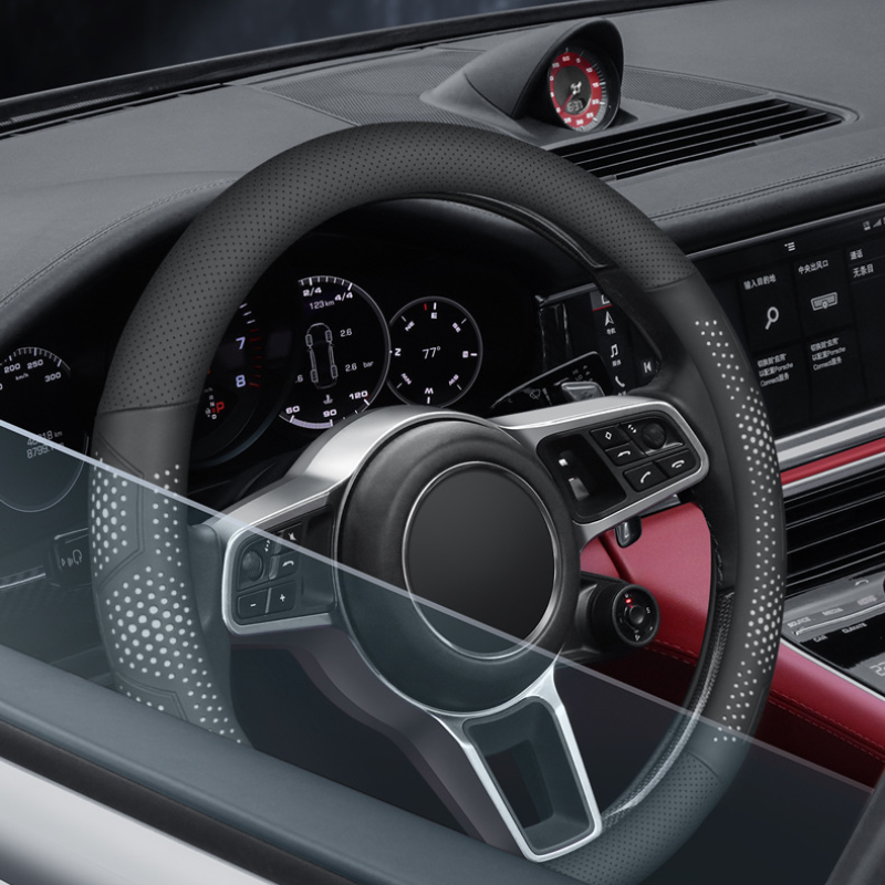 Ultracienki, oddychający pokrowiec na kierownicę z prawdziwej skóry z antypoślizgowym uchwytem