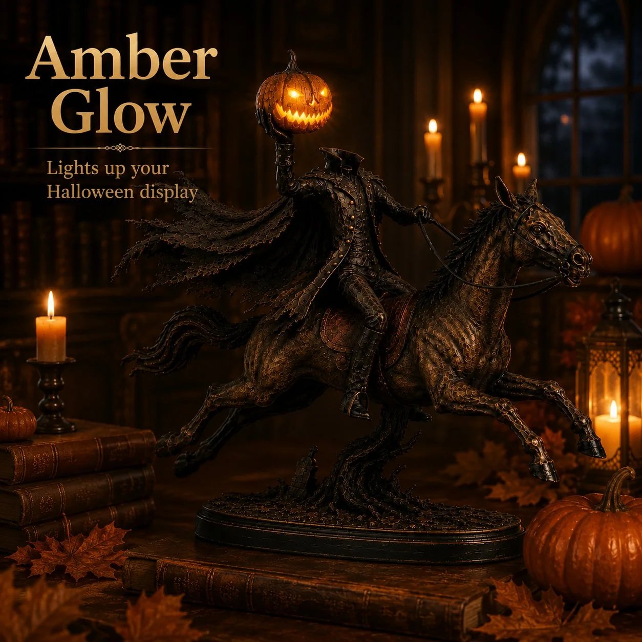 Figurka LED Jeźdźca Bez Głowy Midnight Chase – dekoracja na Halloween