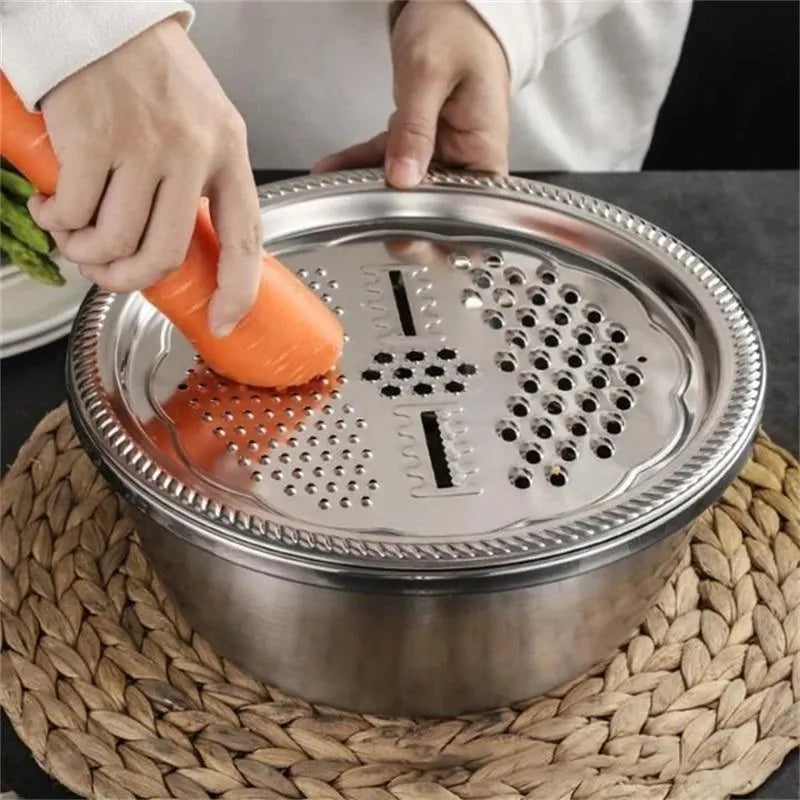 🍳 OFRTA LIMITOWANA – 50% ZNIŻKI! 🔥 Wielofunkcyjna misa ze stali nierdzewnej – niemiecka jakość, drobne sitko i tarka w zestawie – idealna do przesiewania, filtrowania i przygotowywania w kuchni ✨