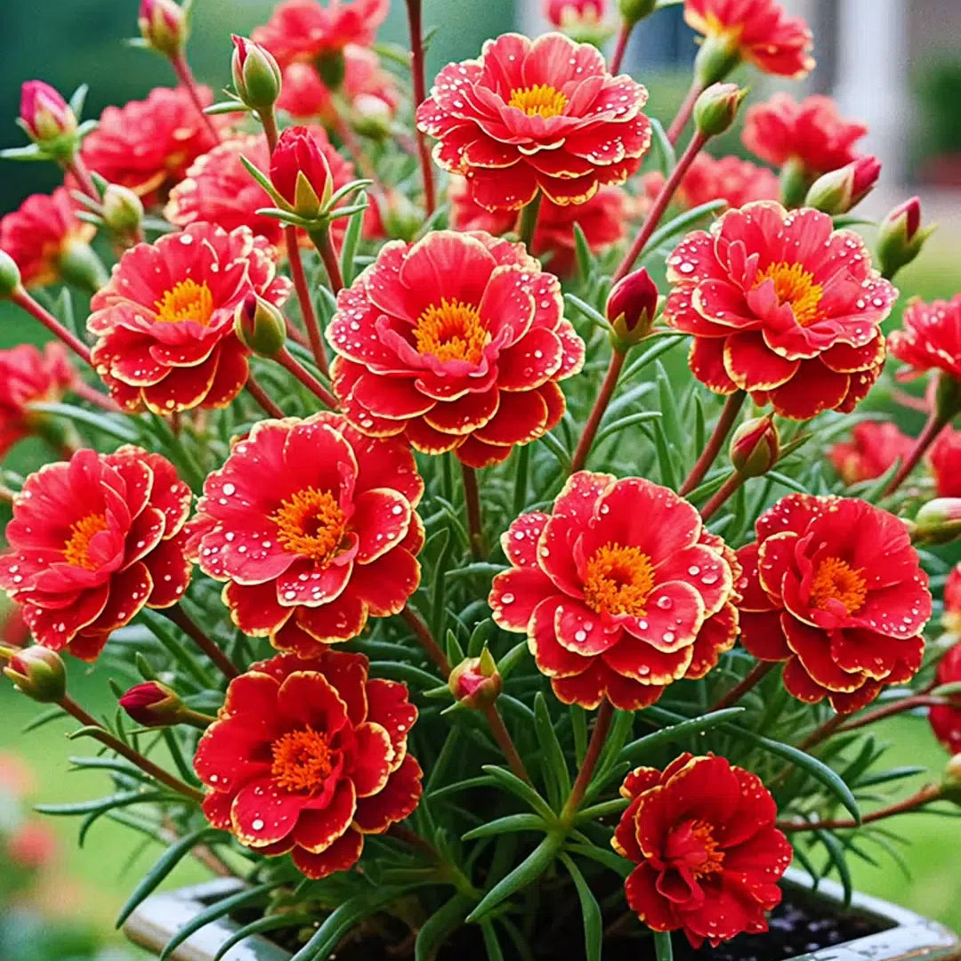 Złota koronka Portulaca🌸✨ Wspaniałe podwójne kwiaty dla bezproblemowego letniego koloru