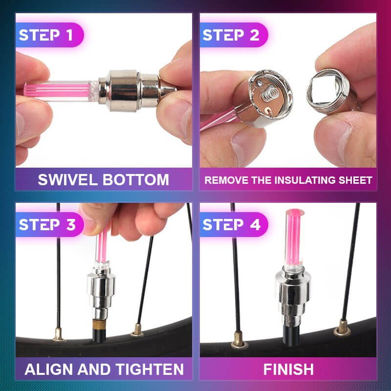 🌈 💡 Wodoodporne światła LED do kół 【✨ 1+3 gratis】