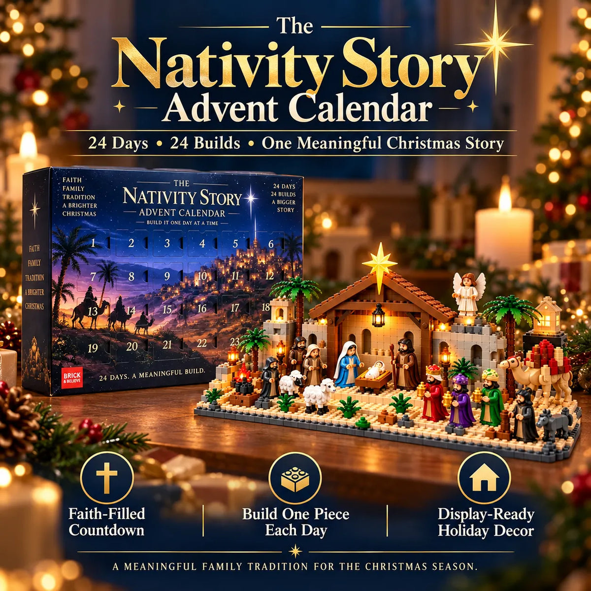 ⭐ 24-Day Buildable Nativity Advent Calendar | Family Christmas Tradition Vibe