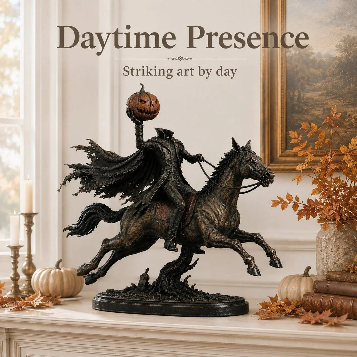 Figurka LED Jeźdźca Bez Głowy Midnight Chase – dekoracja na Halloween