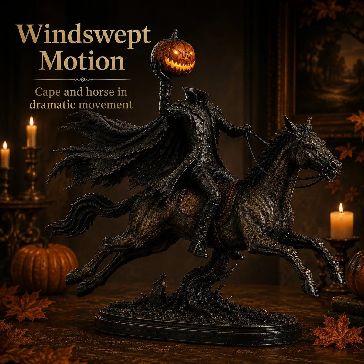 Figurka LED Jeźdźca Bez Głowy Midnight Chase – dekoracja na Halloween