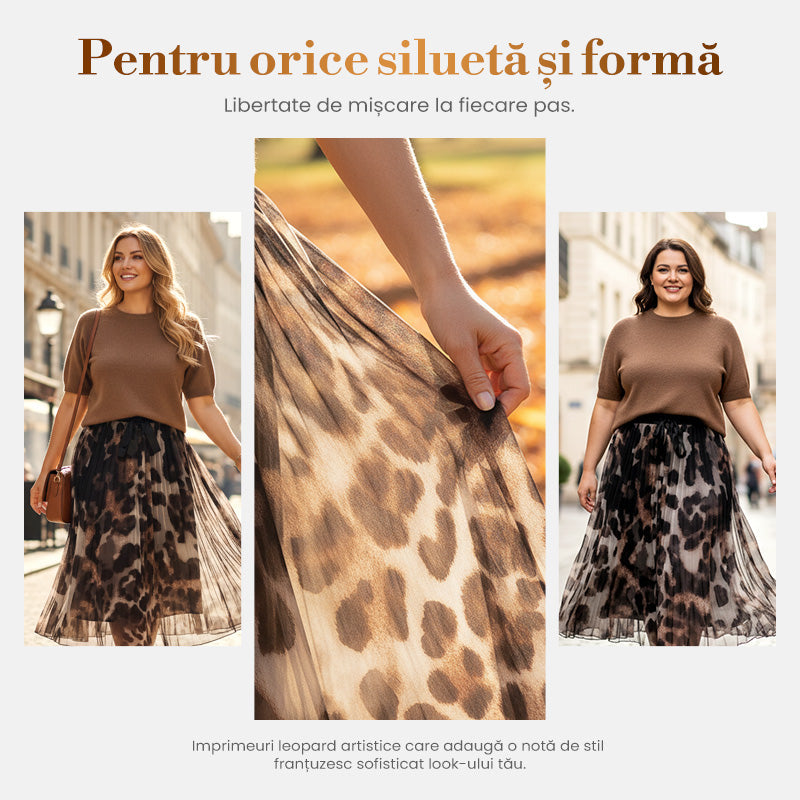 Dwuczęściowy komplet dla kobiet: sweter i spódnica w panterkę