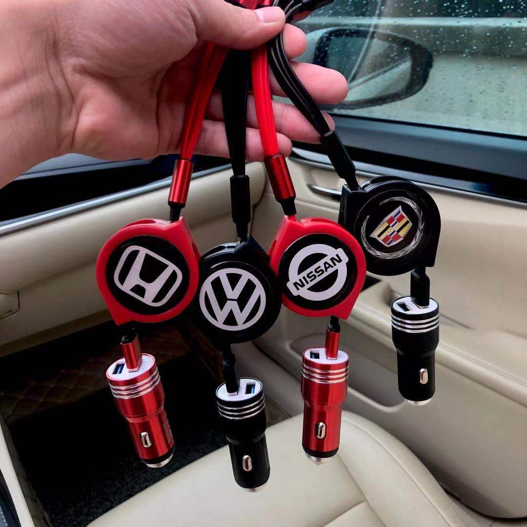 3 w 1 zwijany kabel do transmisji danych w samochodzie + bezpłatna ładowarka samochodowa