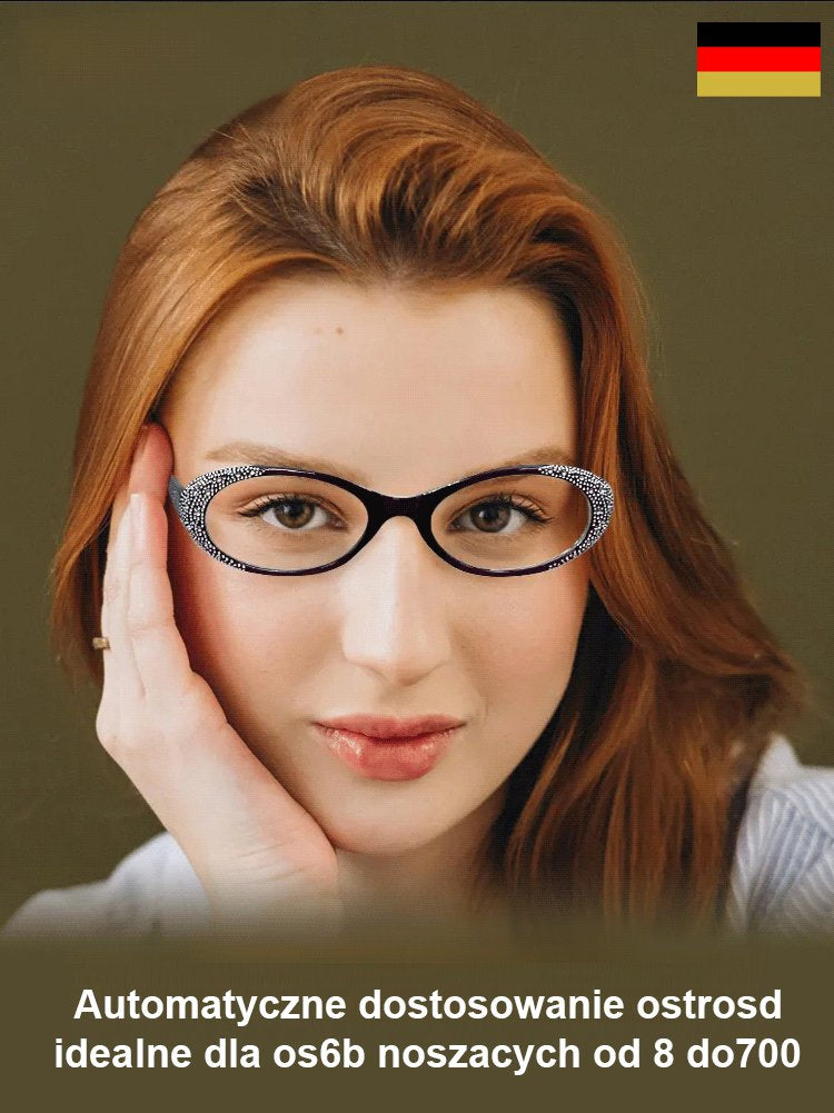 【Dla Pań】Modne okulary do czytania z ochroną przed światłem niebieskim i ozdobami z cyrkonii.