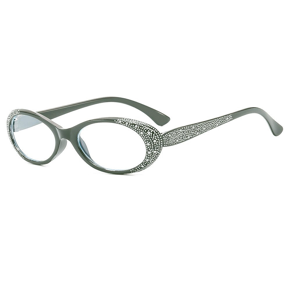 【Dla Pań】Modne okulary do czytania z ochroną przed światłem niebieskim i ozdobami z cyrkonii.