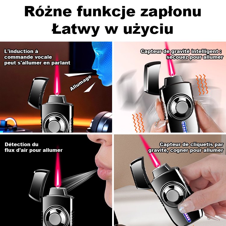 【Wielokolorowe Efekty Świetlne】Metaliczna Inteligentna Zapalniczka Sterowana Głosem
