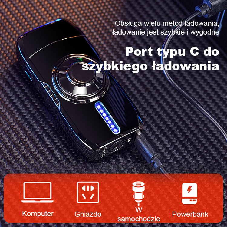 【Wielokolorowe Efekty Świetlne】Metaliczna Inteligentna Zapalniczka Sterowana Głosem