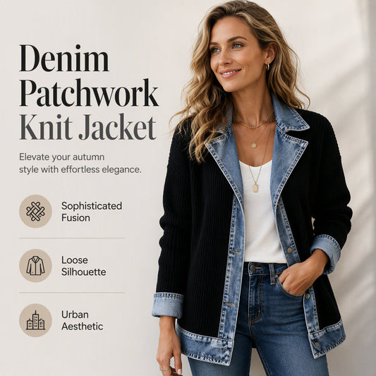 ⌛Oferta ograniczona czasowo – Elegancki damski płaszcz z prążkowanego jeansu