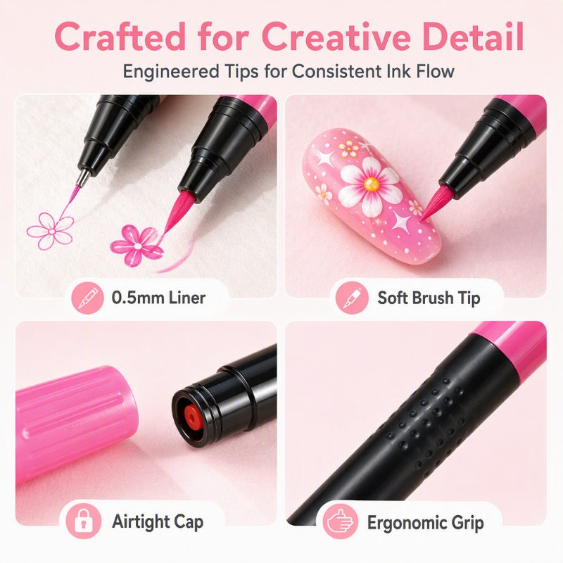 💅 OGRANICZONA CZASOWO ZNIŻKA 50%! 💥 Zestaw 24 kolorowych dwustronnych pisaków do zdobienia paznokci – kreatywne, jakości salonowej, łatwe do zrobienia samemu ✨