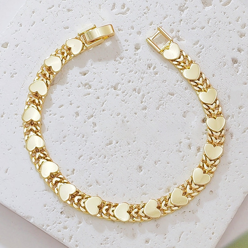 🌸 Bransoletka Damska z Sercami – Eleganckie Ogniwa, Srebrna, 50% Zniżki!