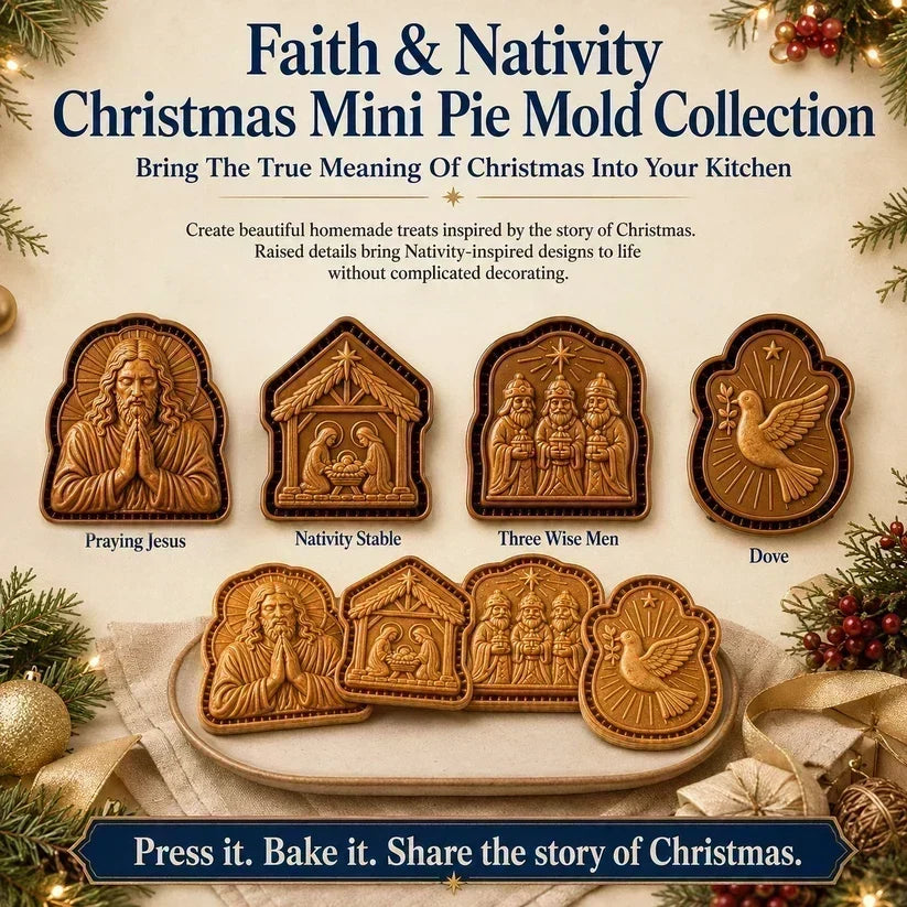 ✝️ Mini zestaw foremek do ciastek świątecznych z motywami wiary i Narodzenia Pańskiego | Wielokrotnego użytku foremki do tradycyjnego pieczenia świątecznego 🥧✨