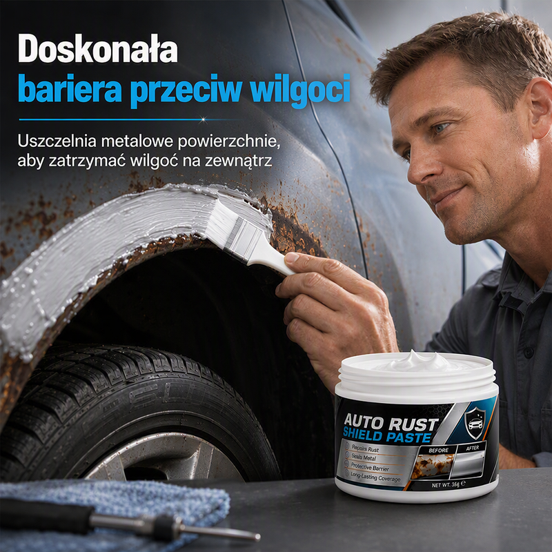 Gęsta biała pasta wnika w pory metalu – tworzy nieprzepuszczalną barierę, zapobiegając powstawaniu rdzy nawet w wilgotnych warunkach – Pasta antykorozyjna do samochodu – Na pobranie! 🚗