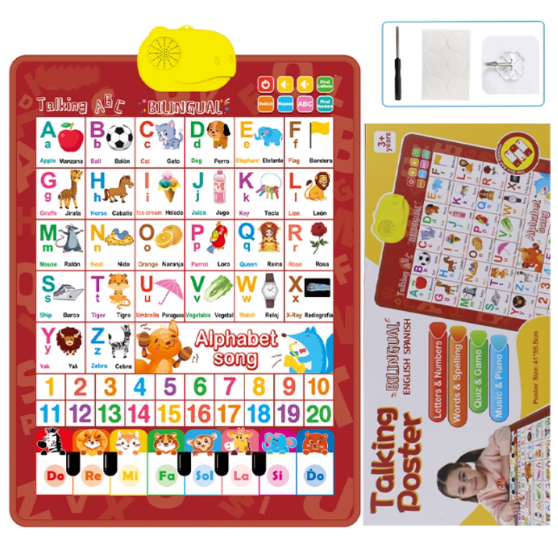 🎓 Nauka Alfabetu przez Zabawę! Mówiąca Tablica – Dwujęzyczna, Dźwięk, Mini Pianinko, 50% Zniżki ✨