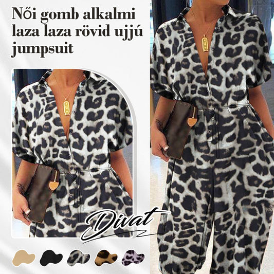 💜✨Damski luźny, zapinany na guziki kombinezon z krótkim rękawem