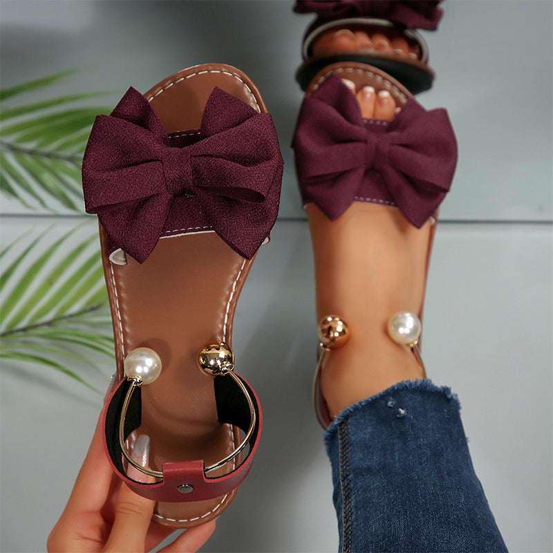 🌺 50% ZNIŻKI💐Stylowe sandały z perłowym paskiem wokół kostki