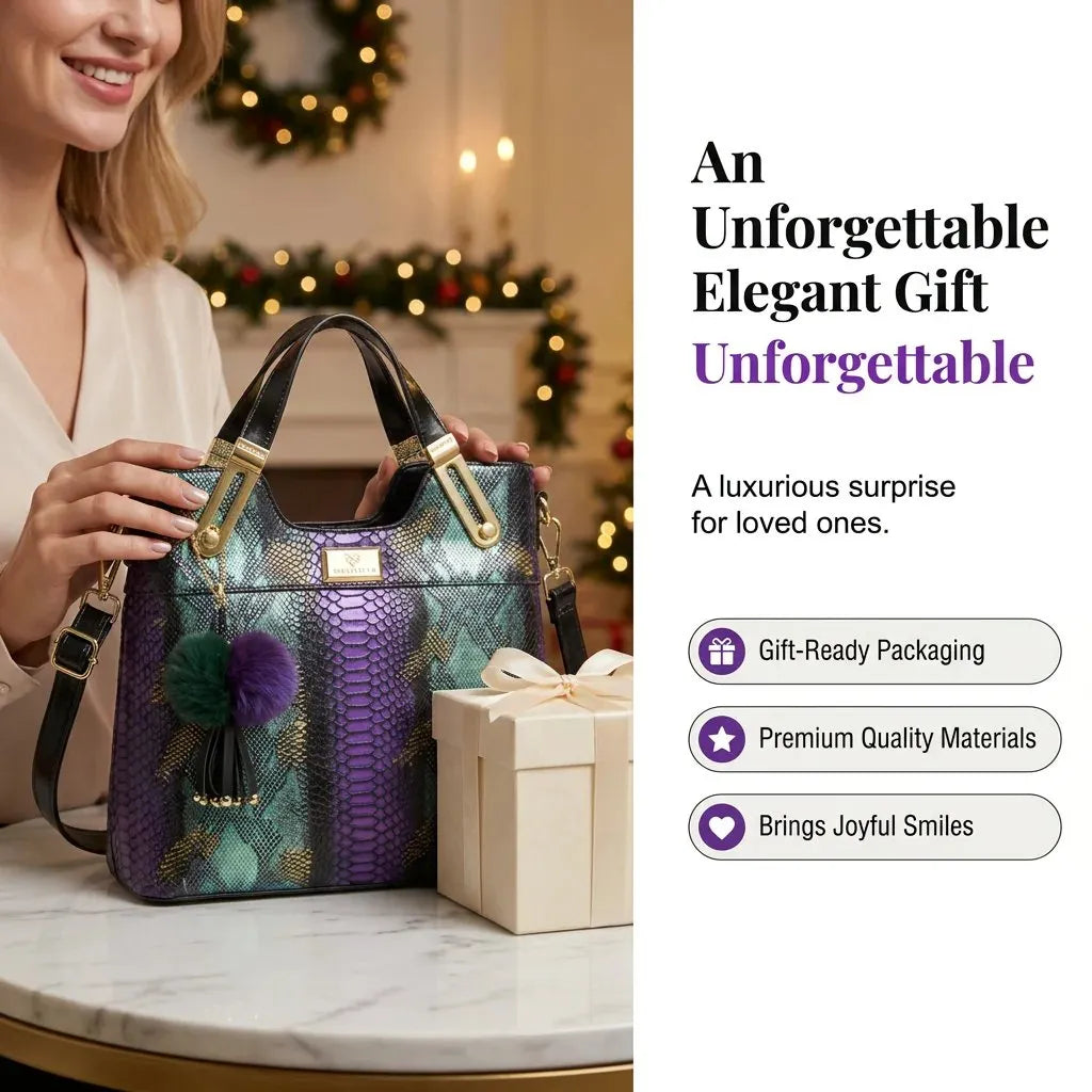 🏆OSTATNI DZIEŃ WYPRZEDAŻY - 50% TANIEJ🔥Elegancka torba typu tote z ekoskóry wężowej