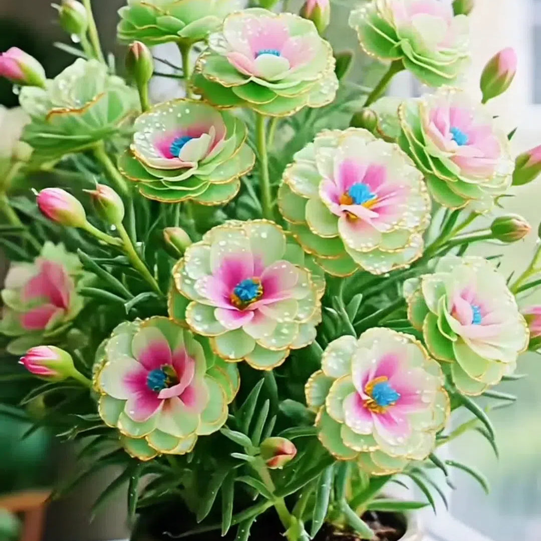Złota koronka Portulaca🌸✨ Wspaniałe podwójne kwiaty dla bezproblemowego letniego koloru