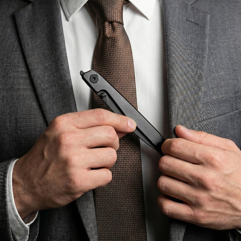 🔥Ostatni dzień wyprzedaży - 50% zniżki🎉Nóż Lanky Liner Lock Front Flipper z czarną aluminiową rękojeścią