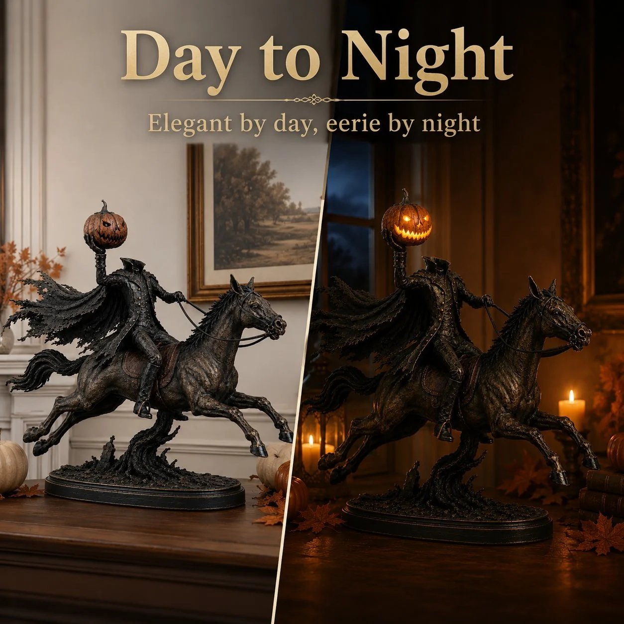 Figurka LED Jeźdźca Bez Głowy Midnight Chase – dekoracja na Halloween
