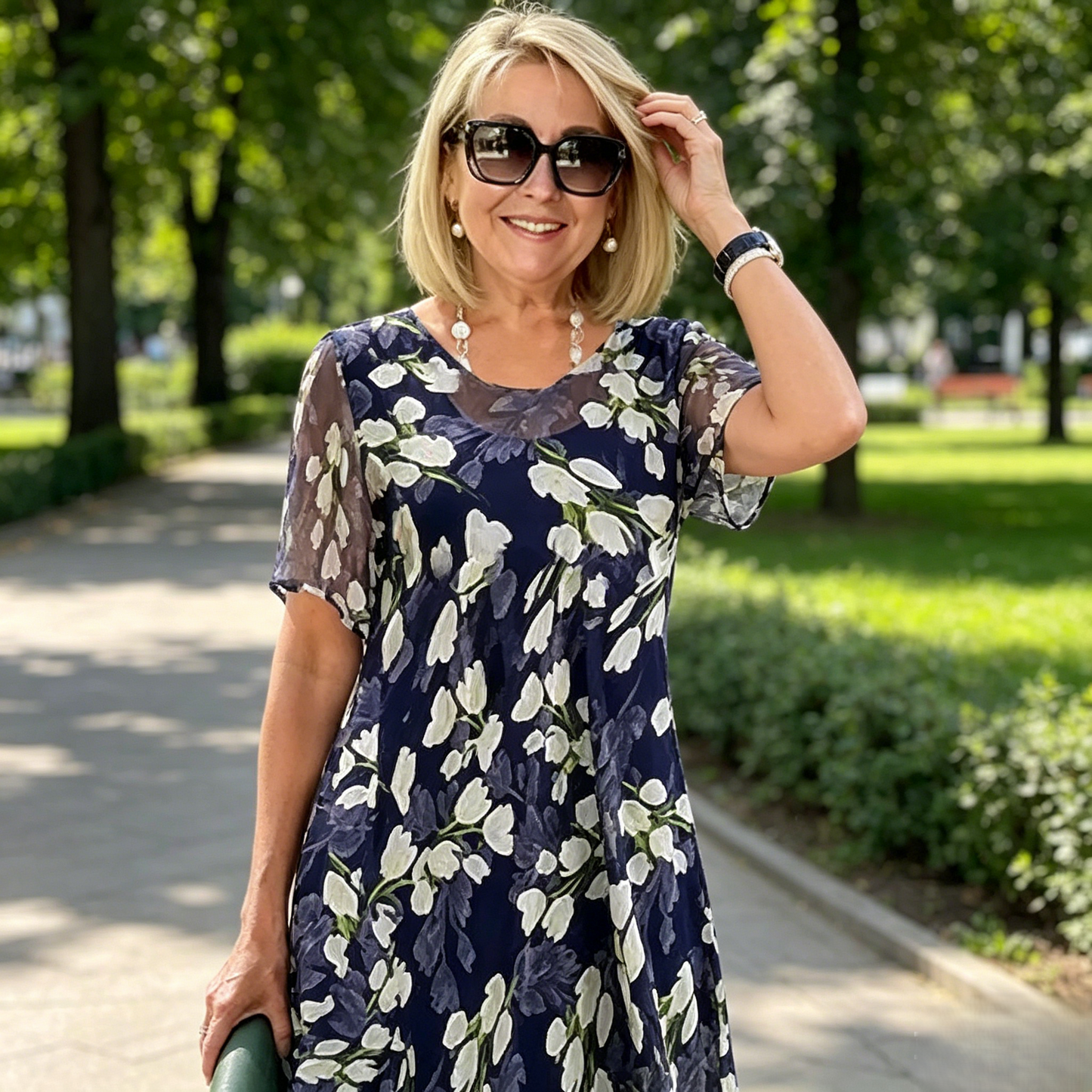 Damska sukienka imprezowa o kroju litery A w kwiatowy wzór👗
