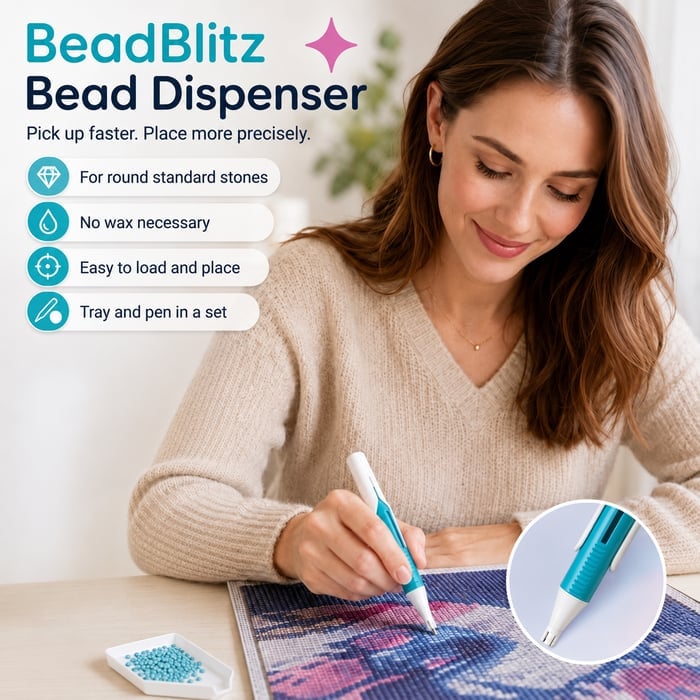 🔥Last Day 49% OFF 💎 Automatic Diamond Painting Bead dispenser | Wax-Free Round Drill Pen for Faster, Easier Crafting ✨
