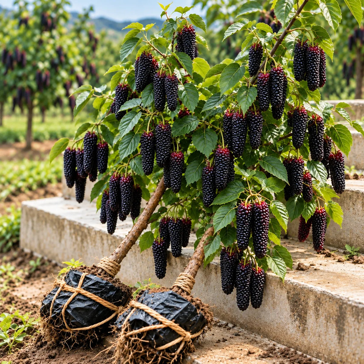 🌳 Giant Red & Black Mulberry Tree Saplings – Grow Sweet Berries at Home 🌿