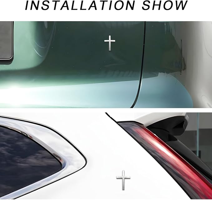 Naklejka samochodowa 3D z metalowym krzyżem