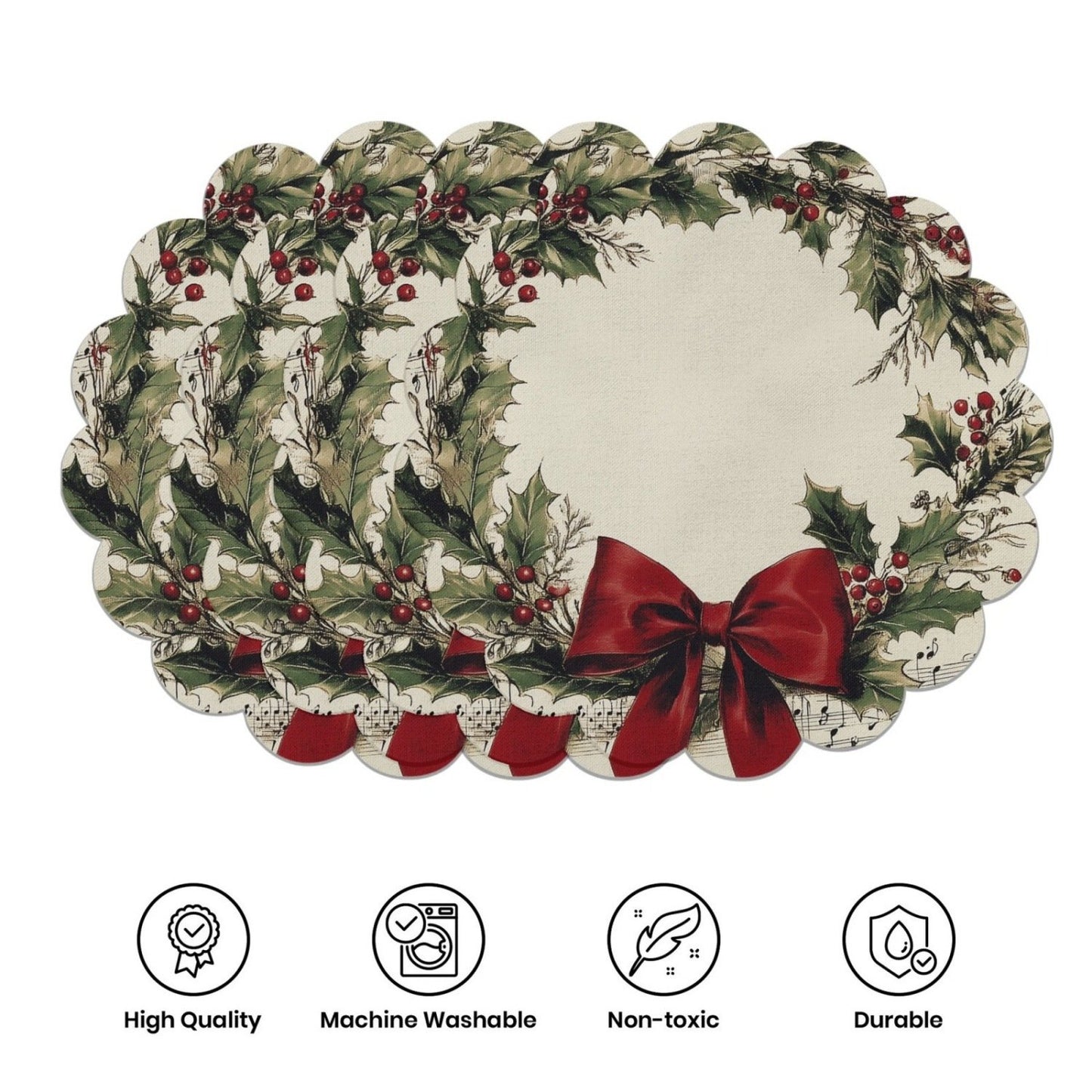 10 szt. Zimowe podkładki w kształcie poinsecji i szyszek sosnowych, podkładki na stół z antypoślizgowej tkaniny