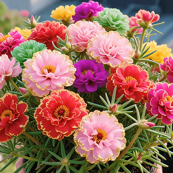 Złota koronka Portulaca🌸✨ Wspaniałe podwójne kwiaty dla bezproblemowego letniego koloru