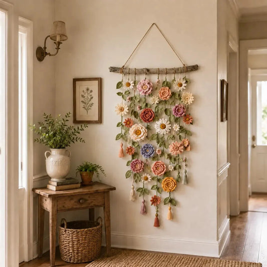 🌸Boho szydełkowa dekoracja ścienna z kwiatami