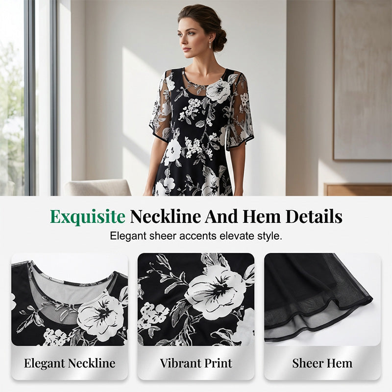 [S-3XL]🌸Elegancki damski krój sukienki szyfonowej z kwiatowym nadrukiem