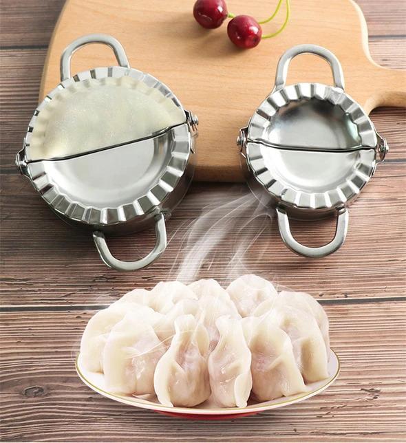 🥟 Błyskawiczne lepienie pierogów! Nieprzywierająca forma ze stali nierdzewnej + obcinacz do ciasta – pierogi w minutę! ✨🔥